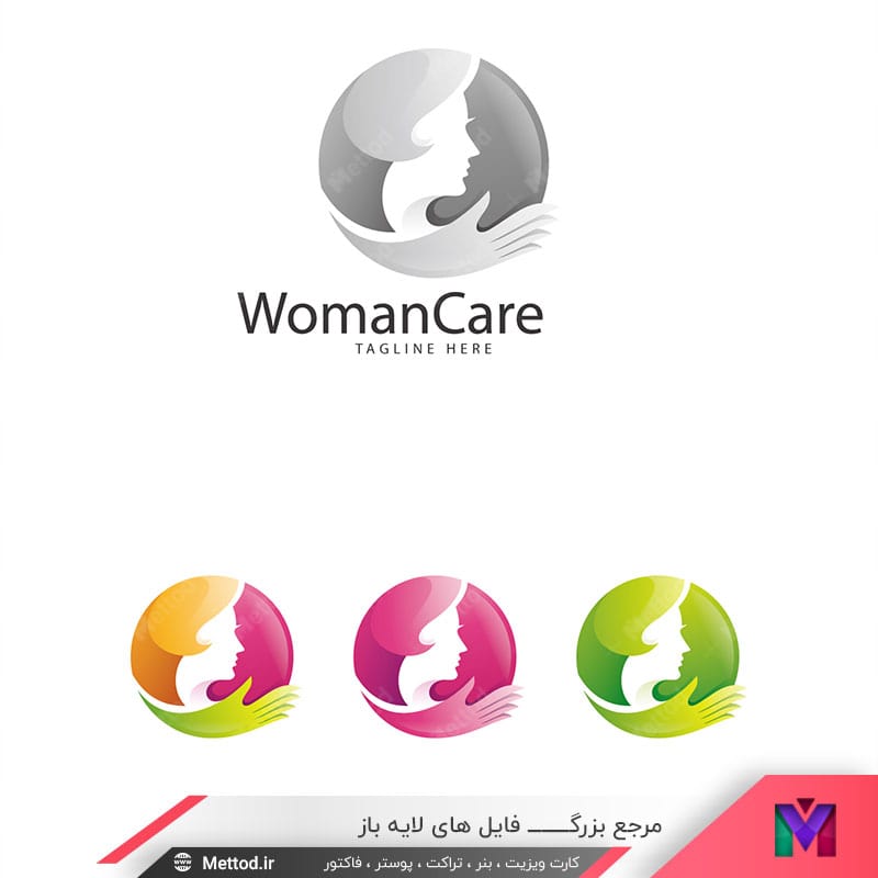 woman-care-logo لوگو سالن زیبایی زنانه طرح 902